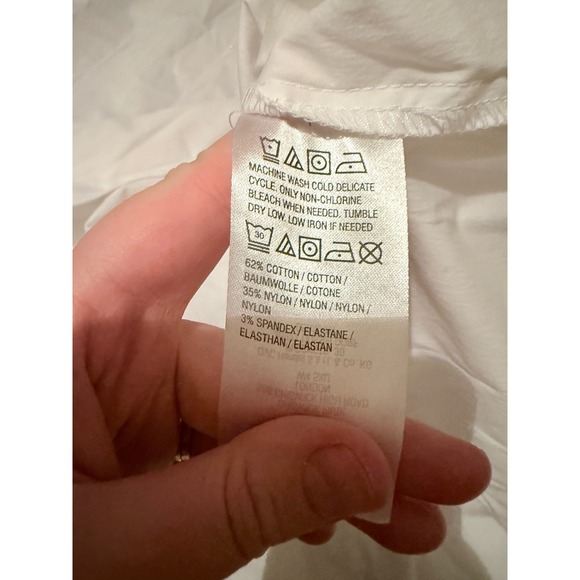 Dennis Basso Embellished Button Down Shirt Women's 1X White Long Sleeve Blouse - Picture 4 of 6